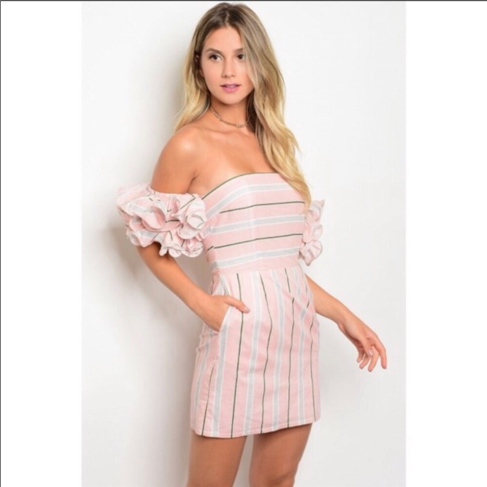 Pink Gingham Ruffle Sleeve Mini